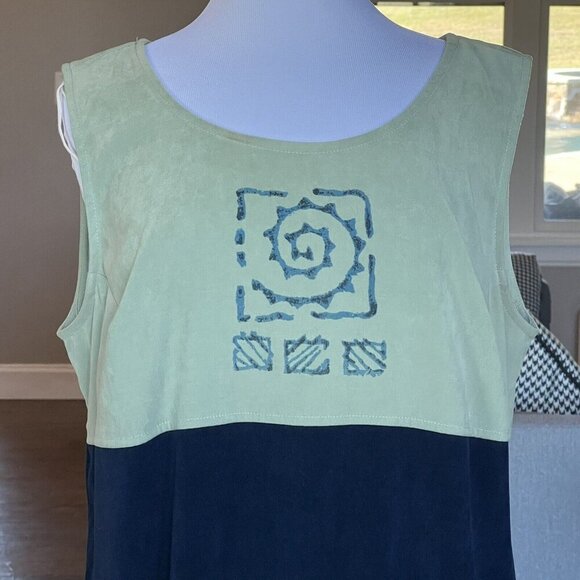 Vintage Jessica Howard Woman Size 18 Dress Long Midi Maxi Blue Green Sleeveless - Picture 2 of 10